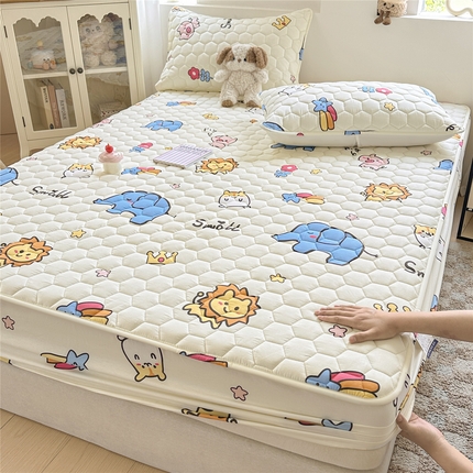 九亭家纺 2025新款A类全棉夹棉防水床笠 防水款-动物园