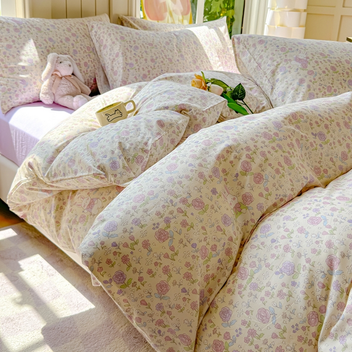 91家纺网 家纺一手货源 找家纺 耀悦家纺 2025新款13070全棉印花四件套 花园兔兔