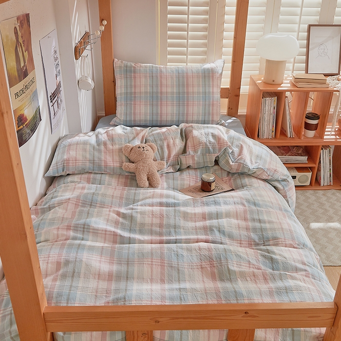 91家纺网 家纺一手货源 找家纺 DoDo 兜兜 2025新款全棉纯棉水洗棉学生三件套【可定做尺寸】    森沐-绿