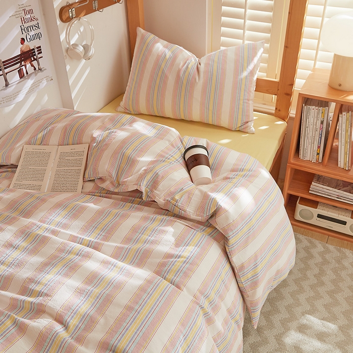 91家纺网 家纺一手货源 找家纺 DoDo 兜兜 2025新款全棉纯棉水洗棉学生三件套【可定做尺寸】    伊娃-黄蓝