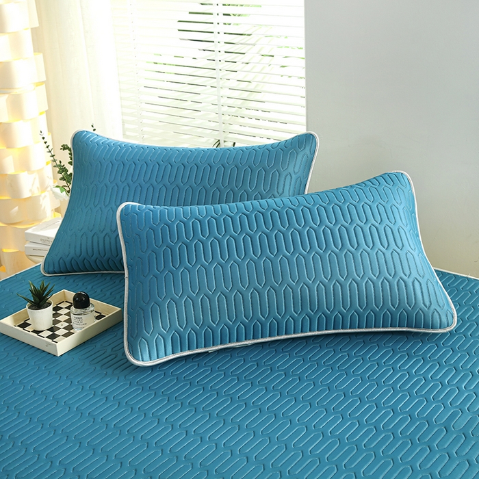 91家纺网 家纺一手货源 找家纺 天之悦家纺 2025新品记忆棉凉席三件套0.4cm家用学生宿舍凉席套件 蓝色