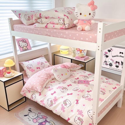 91家纺网 家纺一手货源 找家纺 （总）暮思家居 2025新款三丽鸥授权全棉少女印花系列学生宿舍三件套四件套