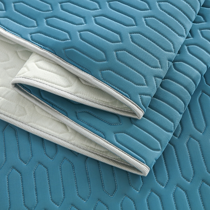 91家纺网 家纺一手货源 找家纺 天之悦家纺 2025新品记忆棉凉席三件套0.4cm家用学生宿舍凉席套件 蓝色