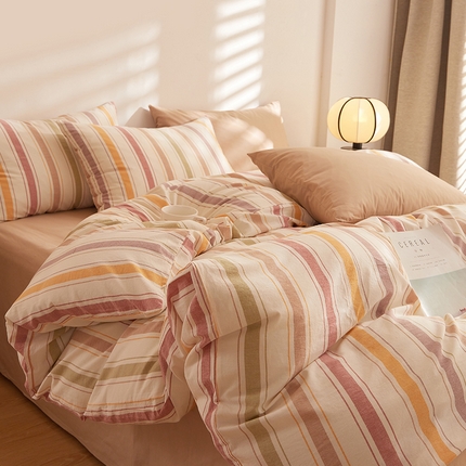 DoDo 兜兜 2025新款全棉纯棉水洗棉四件套【可定做尺寸】 里威-深咖