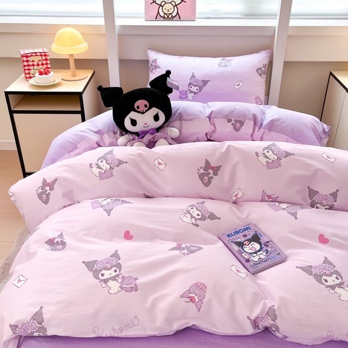 91家纺网 家纺一手货源 找家纺 暮思家居 2025新款三丽鸥授权全棉少女印花系列学生宿舍三件套四件套 库洛米宝贝