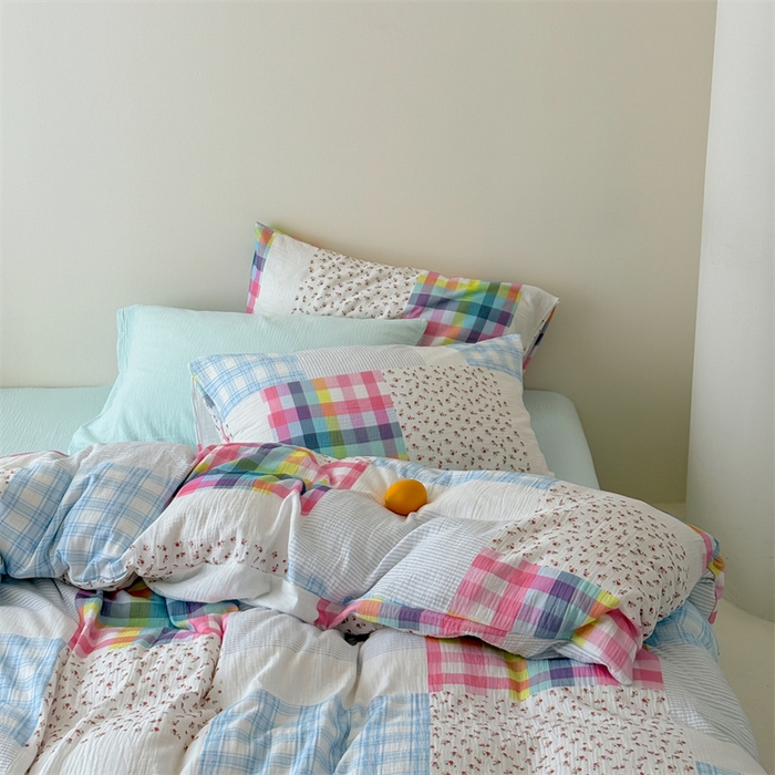 91家纺网 家纺一手货源 找家纺 （总）山舍家居 2025新款母婴级全棉双层皱皱纱四件套