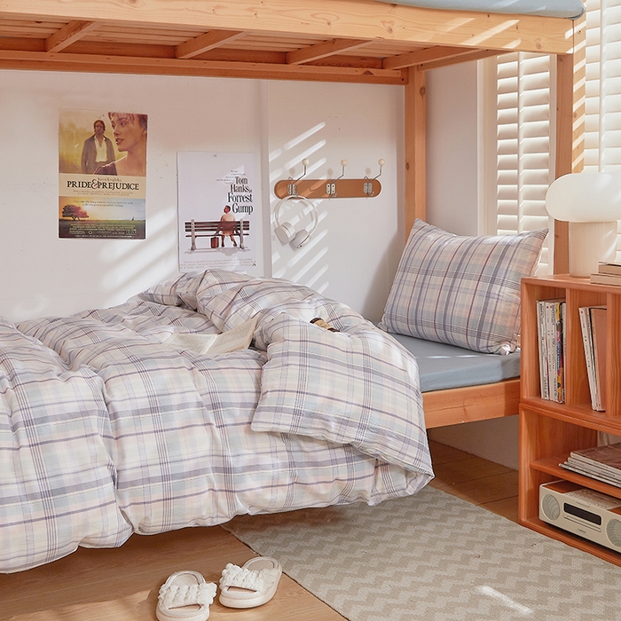 91家纺网 家纺一手货源 找家纺 DoDo 兜兜 2025新款全棉纯棉水洗棉学生三件套【可定做尺寸】    森沐-蓝