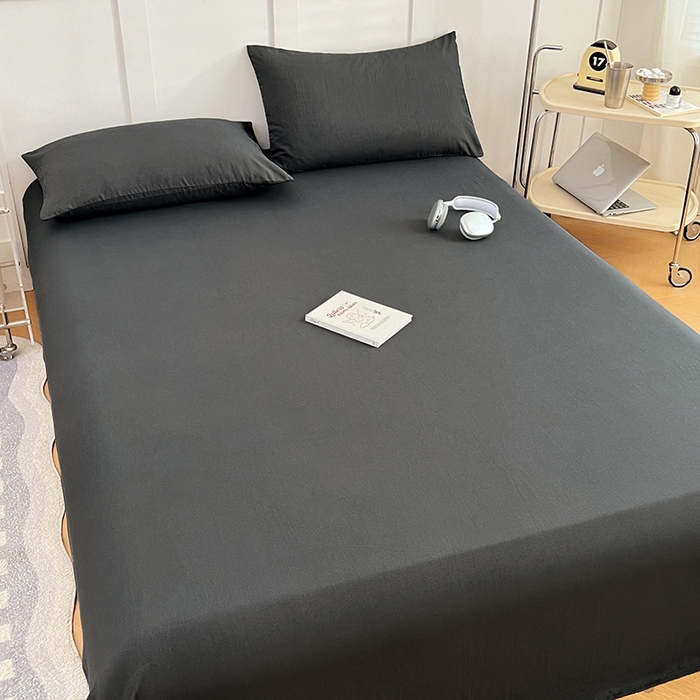 91家纺网 家纺一手货源 找家纺 卡迪熊家纺2025新款水洗m床单 绅士灰