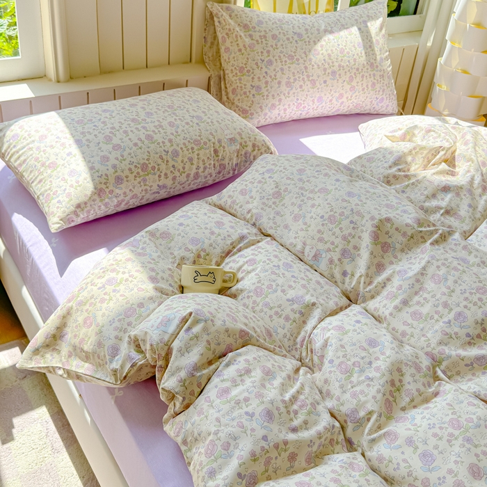 91家纺网 家纺一手货源 找家纺 耀悦家纺 2025新款13070全棉印花四件套 花园兔兔