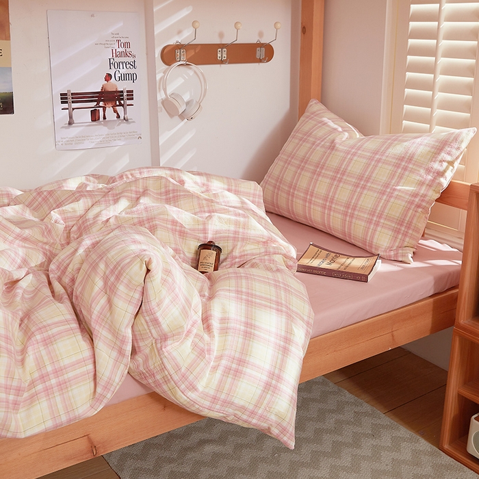 91家纺网 家纺一手货源 找家纺 DoDo 兜兜 2025新款全棉纯棉水洗棉学生三件套【可定做尺寸】    曼达-粉