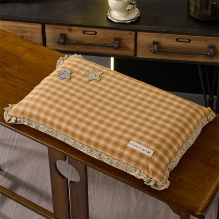 91家纺网 家纺一手货源 找家纺 （总）仁宇枕业 2025新款新品双层纱格子小星星全荞麦枕头枕芯