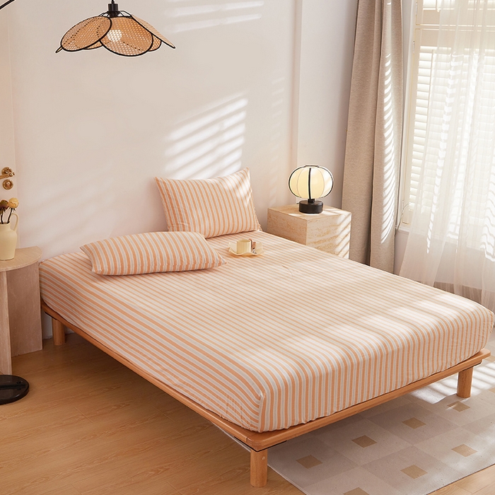 91家纺网 家纺一手货源 找家纺 DoDo 兜兜 2025新款全棉纯棉水洗棉大床床笠【可定做尺寸】 北辰-桔