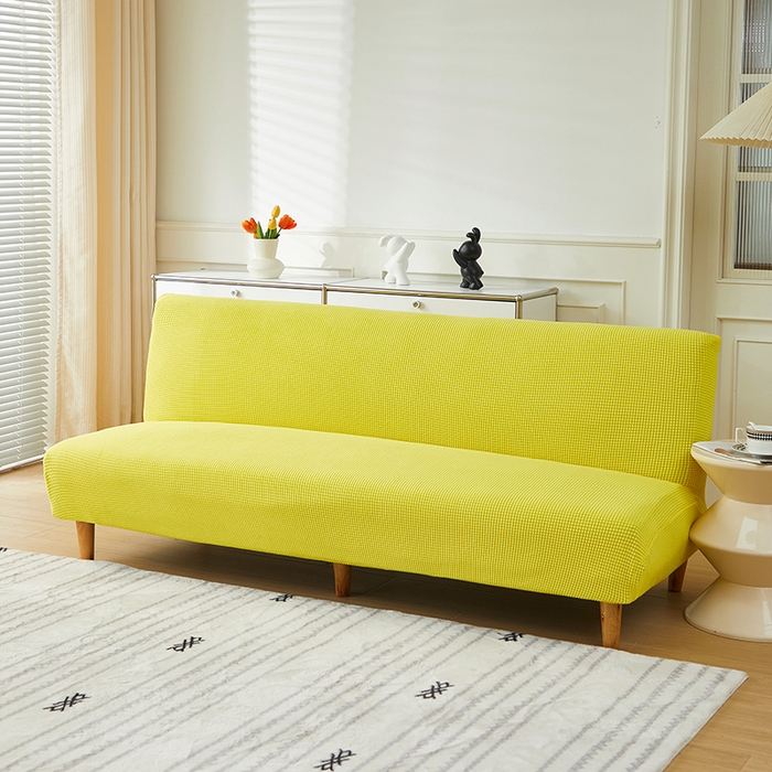 91家纺网 家纺一手货源 找家纺 逐日沙发套2025新款玉米绒沙发床套 柠檬黄