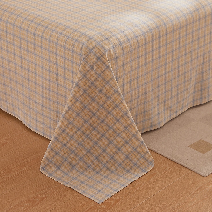 91家纺网 家纺一手货源 找家纺 DoDo 兜兜 2026新款全棉纯棉水洗棉系列单床单【可定做尺寸】 麦田-灰蓝