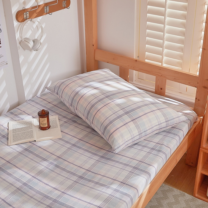 91家纺网 家纺一手货源 找家纺 DoDo 兜兜 2025新款全棉纯棉水洗棉学生床笠【可定做尺寸】 森沐-蓝