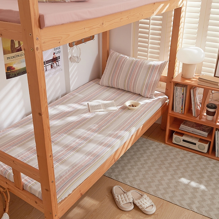 91家纺网 家纺一手货源 找家纺 DoDo 兜兜 2025新款全棉纯棉水洗棉学生床笠【可定做尺寸】 米拉-粉