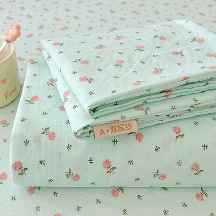 彩韵家纺 2025新款印花木m双层纱床单系列 木m双层纱-芳香玫瑰