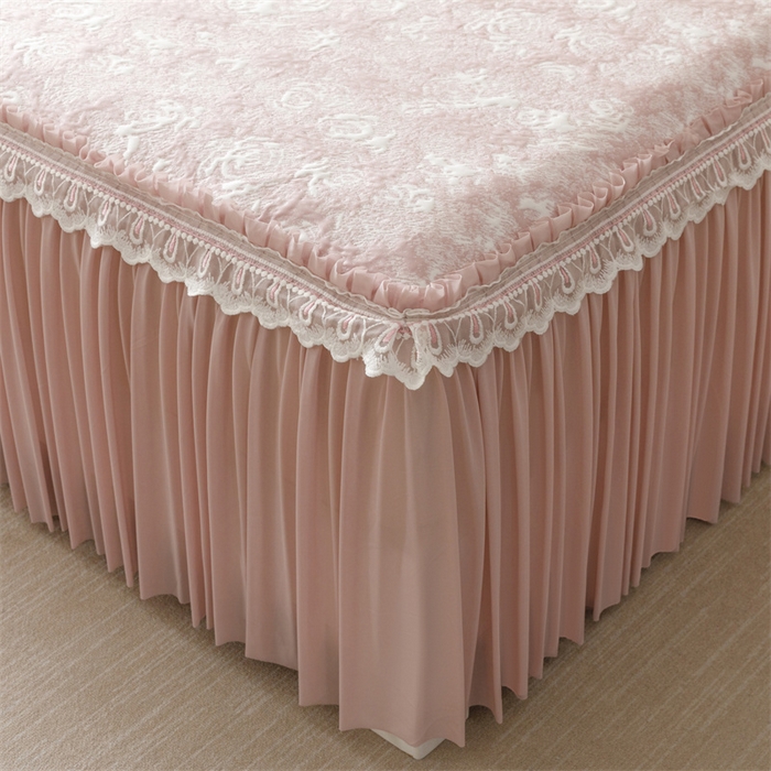 91家纺网 家纺一手货源 找家纺 好儿喜家纺 2025新款海洋丝凉感豆豆床裙凉席-缤纷玫瑰 缤纷玫瑰-粉