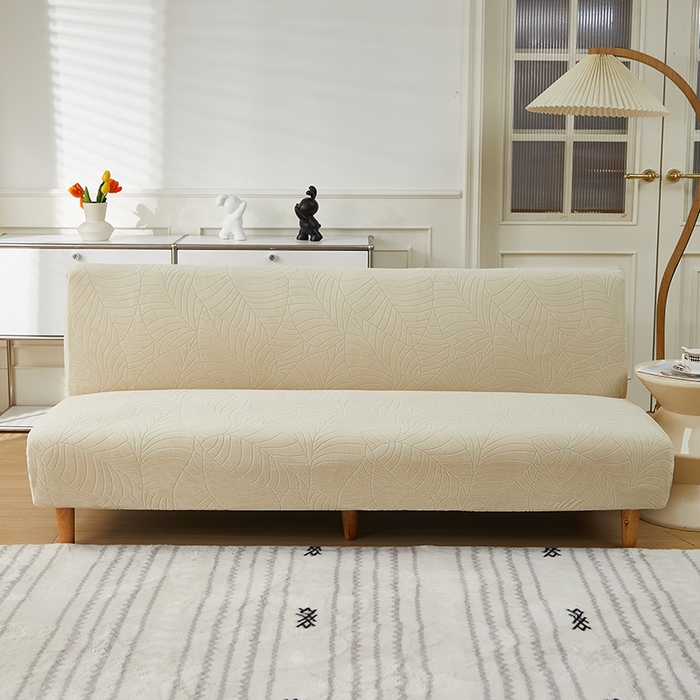 91家纺网 家纺一手货源 找家纺 逐日沙发套2025新款大树叶沙发床套 防水提花大树叶 -米黄