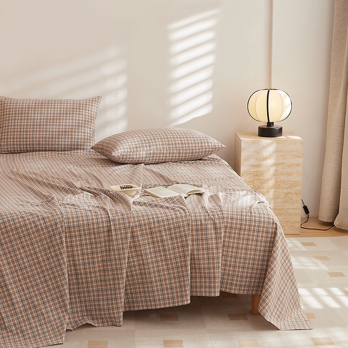 91家纺网 家纺一手货源 找家纺 DoDo 兜兜 2026新款全棉纯棉水洗棉系列单床单【可定做尺寸】 麦田-咖