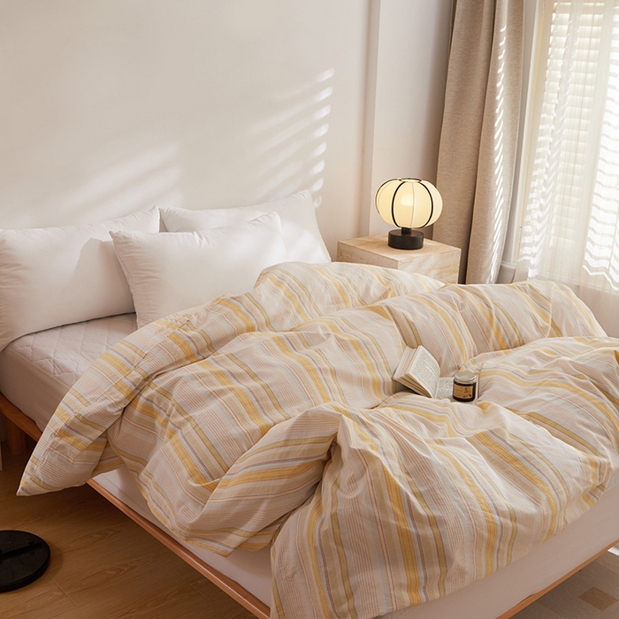 91家纺网 家纺一手货源 找家纺 DoDo 兜兜 2025新款全棉纯棉水洗棉系列单被套【可定做尺寸】 米拉-黄