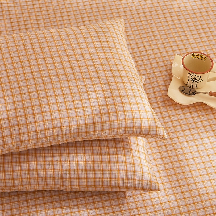 91家纺网 家纺一手货源 找家纺 DoDo 兜兜 2025新款全棉纯棉水洗棉系列单枕套【可定做尺寸】 米雅-黄