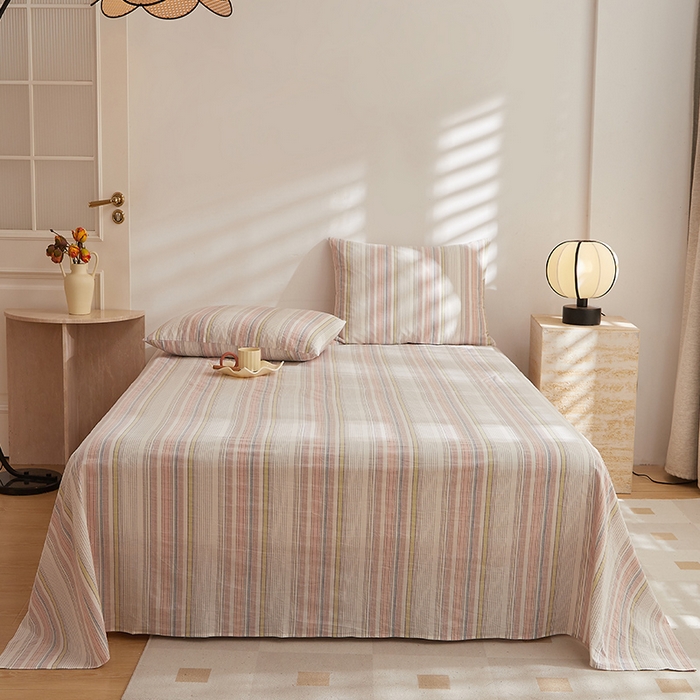 91家纺网 家纺一手货源 找家纺 DoDo 兜兜 2026新款全棉纯棉水洗棉系列单床单【可定做尺寸】 米拉-粉