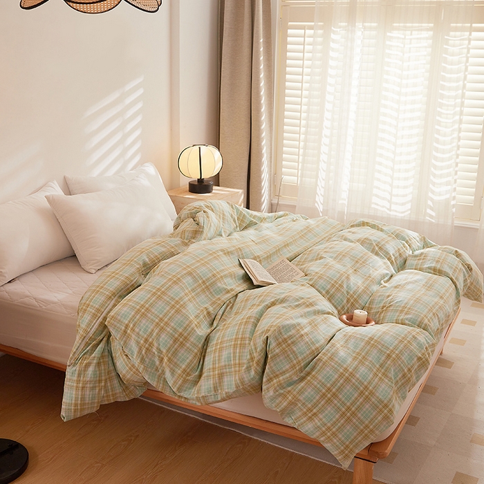 91家纺网 家纺一手货源 找家纺 DoDo 兜兜 2025新款全棉纯棉水洗棉系列单被套【可定做尺寸】 曼达-绿