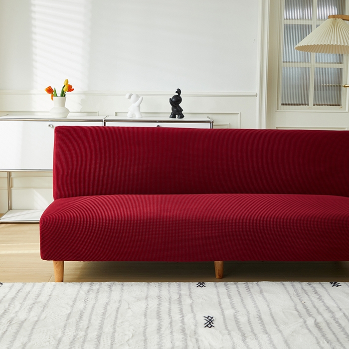 91家纺网 家纺一手货源 找家纺 逐日沙发套2025新款玉米绒沙发床套 拉菲红