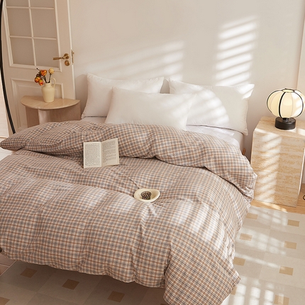 91家纺网 家纺一手货源 找家纺 DoDo 兜兜 2025新款全棉纯棉水洗棉系列单被套【可定做尺寸】 麦田-咖