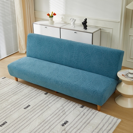 逐日沙发套2025新款大树叶沙发床套 防水提花大树叶 -湖蓝