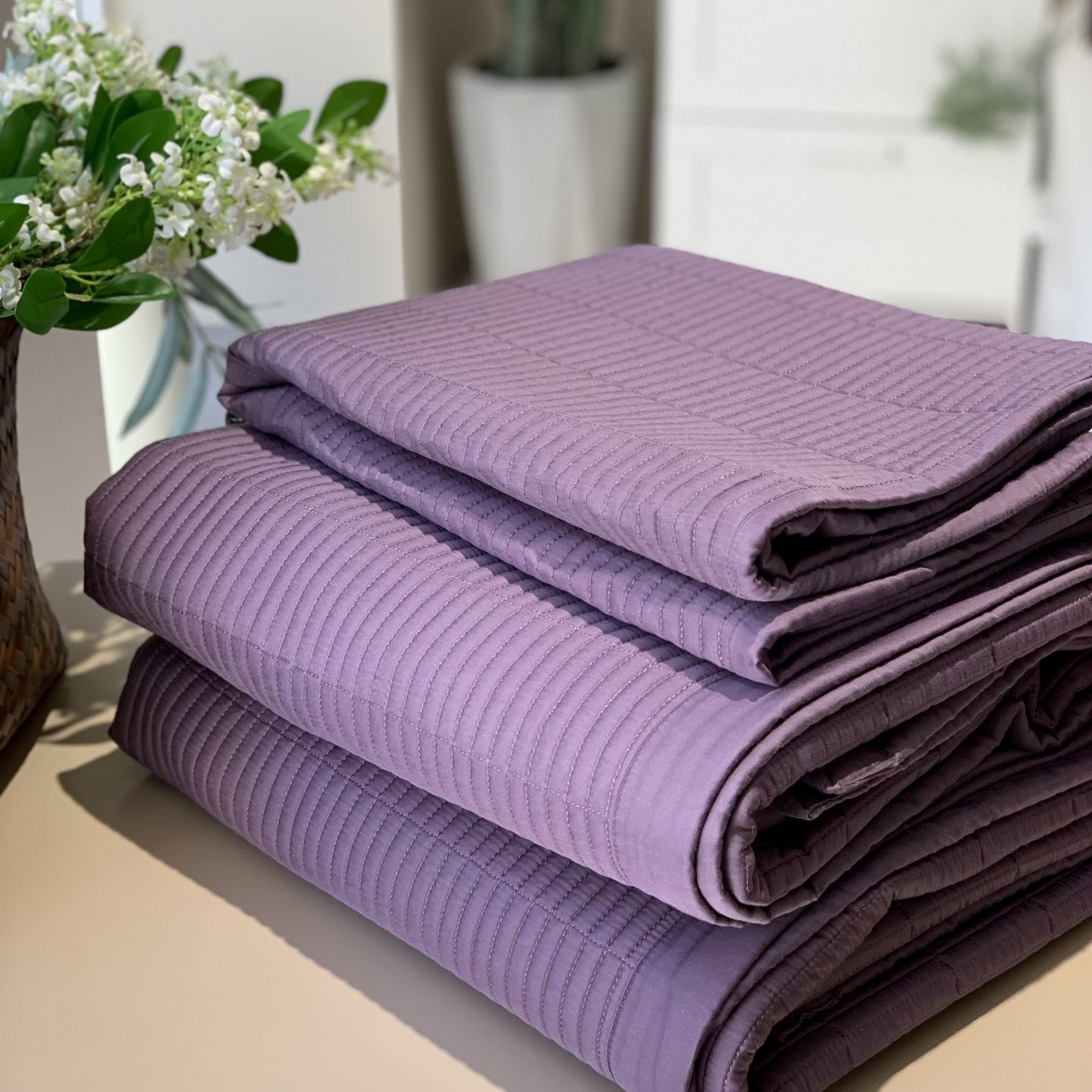 91家纺网 家纺一手货源 找家纺 汇庭 2025新款赫本夏被夏凉被空调被床盖三件套系列 床盖-紫罗兰