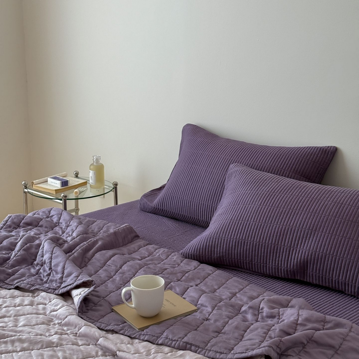 91家纺网 家纺一手货源 找家纺 汇庭 2025新款赫本夏被夏凉被空调被床盖三件套系列 夏被-星黛紫