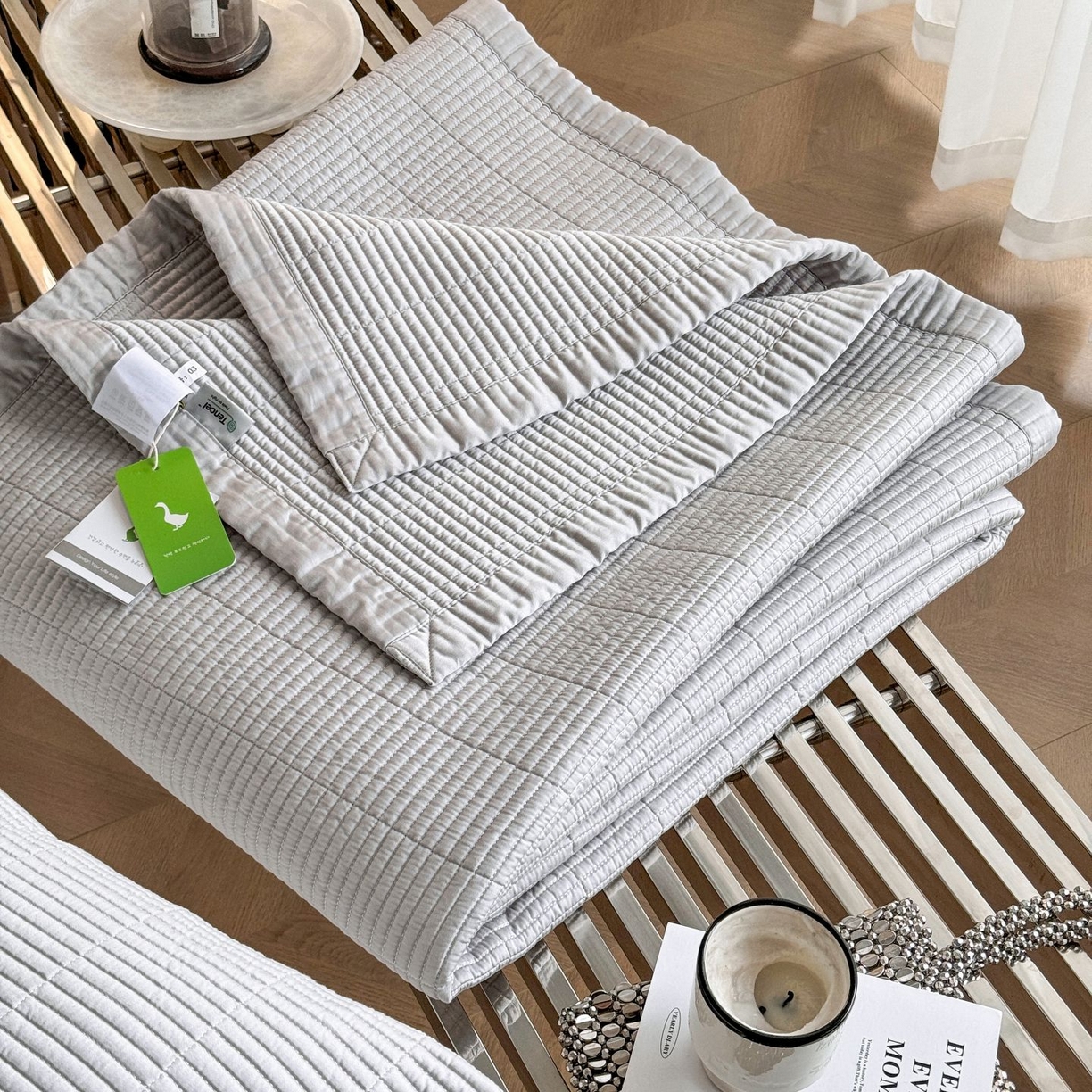 汇庭 2025新款赫本夏被夏凉被空调被床盖三件套系列 床盖-太空灰