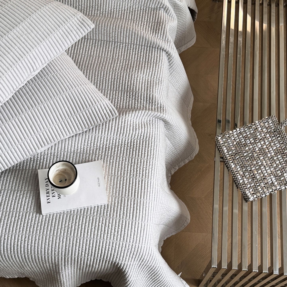 91家纺网 家纺一手货源 找家纺 汇庭 2025新款赫本夏被夏凉被空调被床盖三件套系列 床盖-太空灰