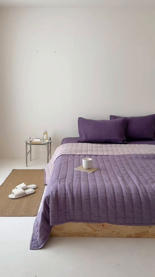 91家纺网 家纺一手货源 找家纺 汇庭 2025新款赫本夏被夏凉被空调被床盖三件套系列 夏被-星黛紫