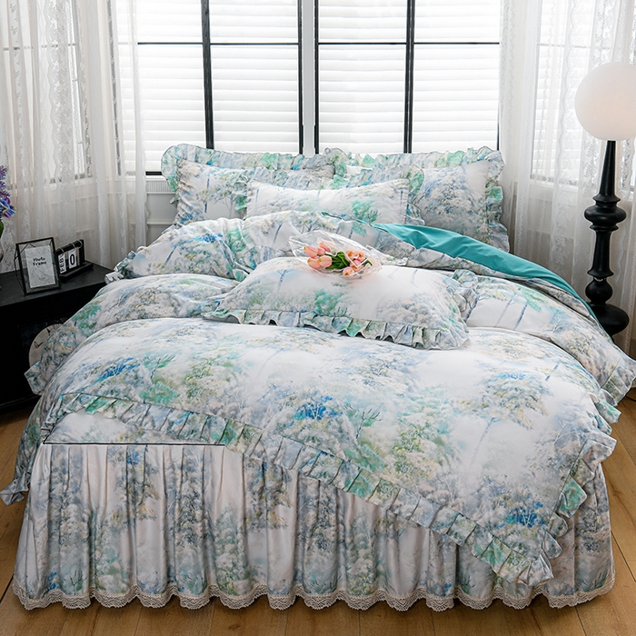 91家纺网 家纺一手货源 找家纺 （总）家之硕家纺 2025春夏新款床裙款四件套繁花似锦系列