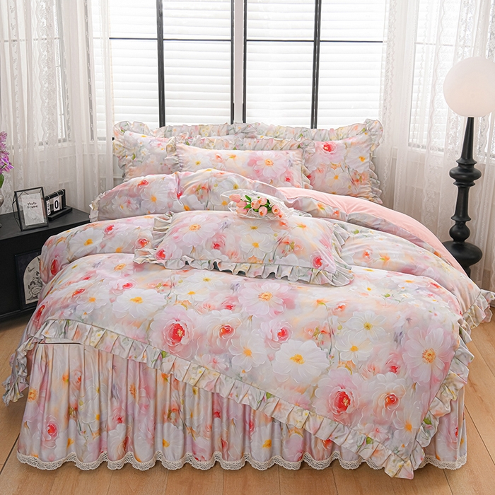 91家纺网 家纺一手货源 找家纺 （总）家之硕家纺 2025春夏新款床裙款四件套繁花似锦系列