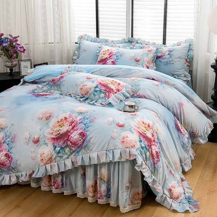 91家纺网 家纺一手货源 找家纺 （总）家之硕家纺 2025春夏新款床裙款四件套繁花似锦系列