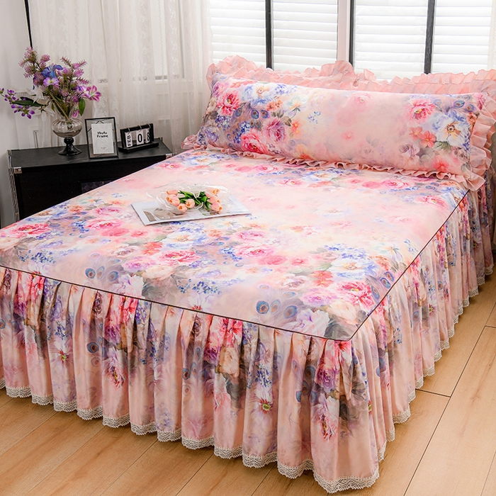 91家纺网 家纺一手货源 找家纺 家之硕家纺 2025春夏新款床裙款四件套繁花似锦系列 苍穹雀语