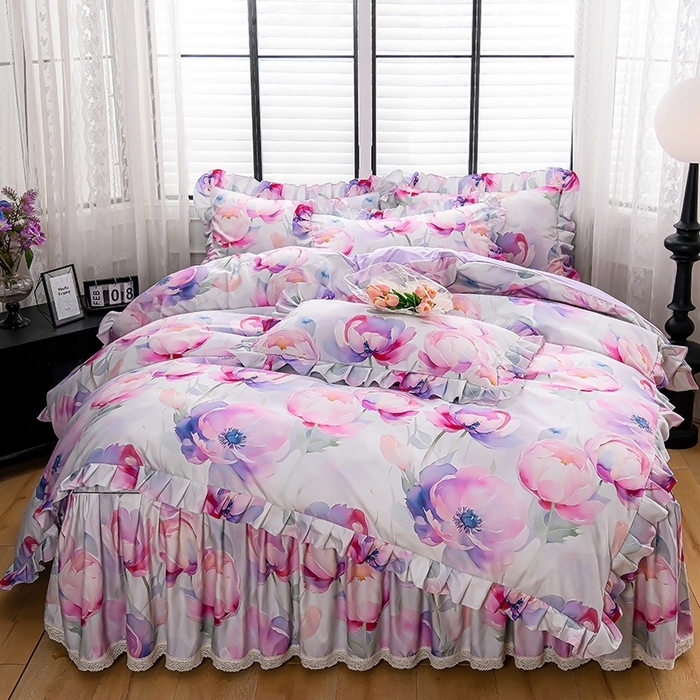 91家纺网 家纺一手货源 找家纺 （总）家之硕家纺 2025春夏新款床裙款四件套繁花似锦系列