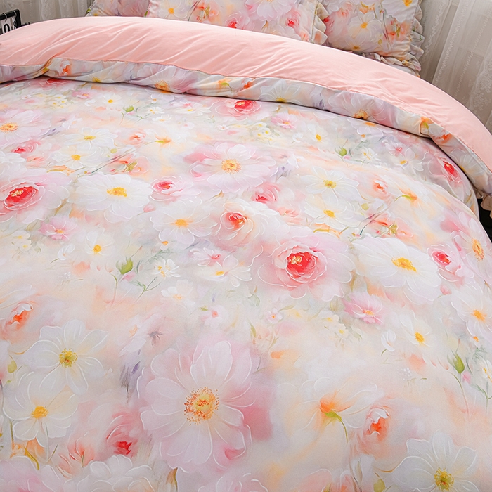 91家纺网 家纺一手货源 找家纺 家之硕家纺 2025春夏新款床裙款四件套繁花似锦系列 洛香米