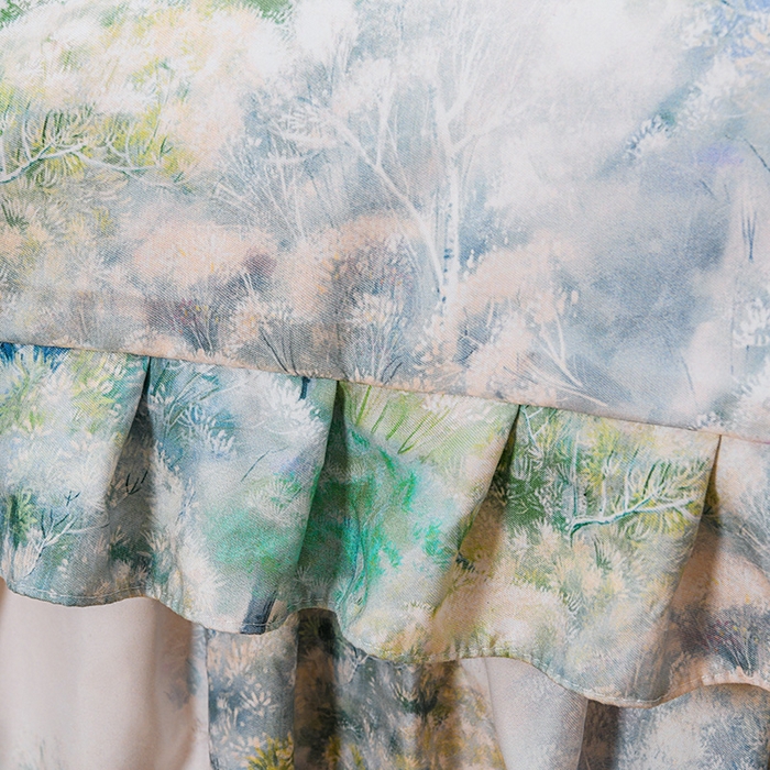 91家纺网 家纺一手货源 找家纺 家之硕家纺 2025春夏新款床裙款四件套繁花似锦系列 叶间芳华