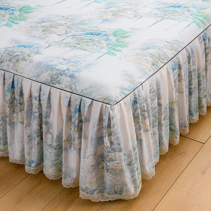 91家纺网 家纺一手货源 找家纺 家之硕家纺 2025春夏新款床裙款四件套繁花似锦系列 叶间芳华