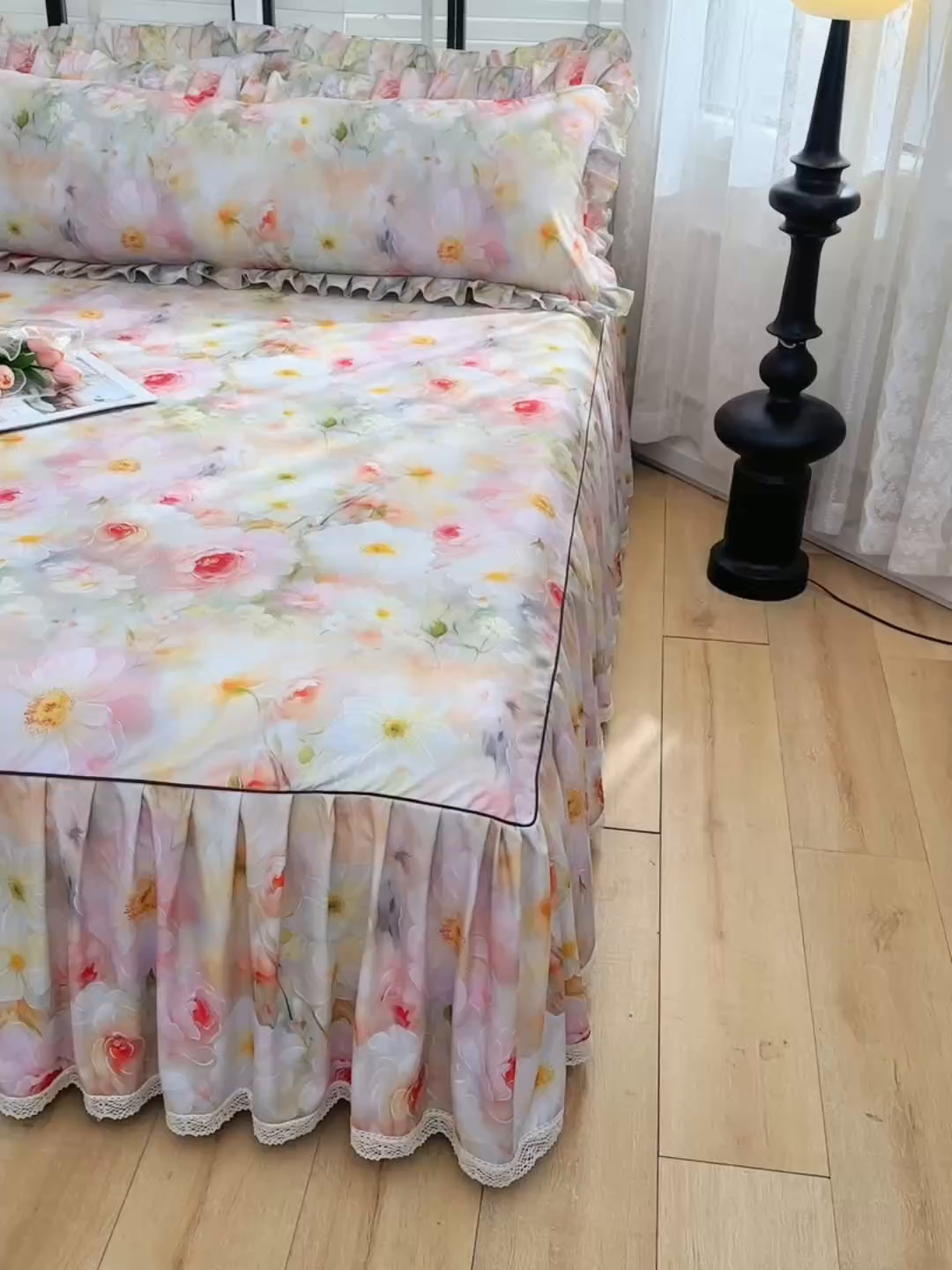 91家纺网 家纺一手货源 找家纺 家之硕家纺 2025春夏新款床裙款四件套繁花似锦系列 洛香米