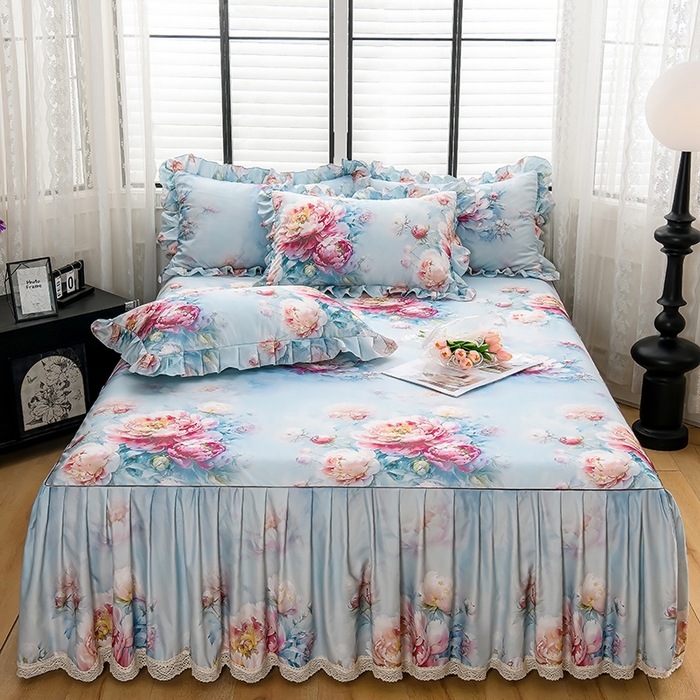 91家纺网 家纺一手货源 找家纺 （总）家之硕家纺 2025春夏新款床裙繁花似锦系列单床裙床裙单件