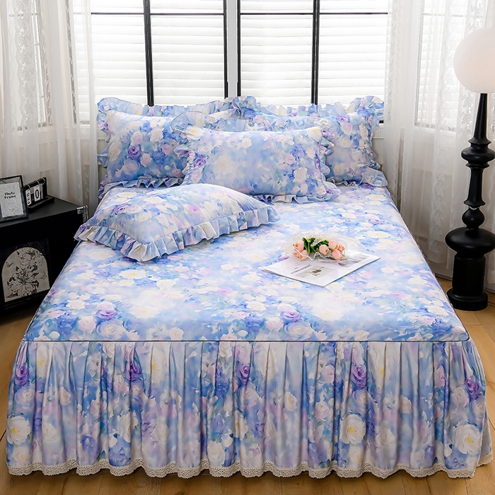 91家纺网 家纺一手货源 找家纺 家之硕家纺 2025春夏新款床裙繁花似锦系列单床裙床裙单件 花香四溢