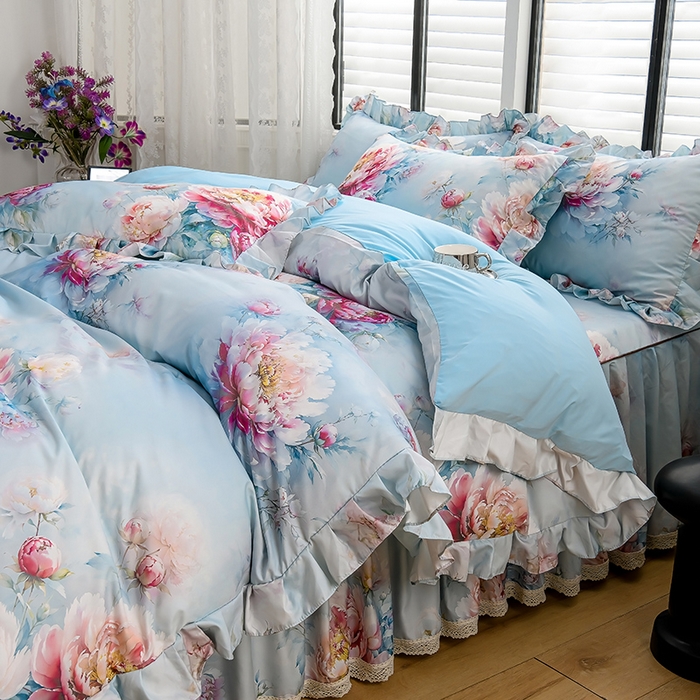 91家纺网 家纺一手货源 找家纺 （总）家之硕家纺 2025春夏新款床裙繁花似锦系列单床裙床裙单件