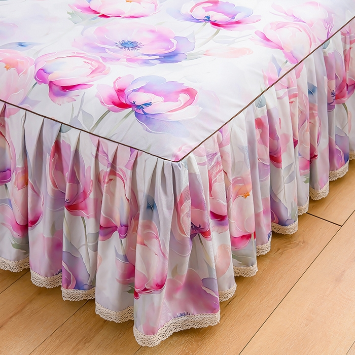 91家纺网 家纺一手货源 找家纺 家之硕家纺 2025春夏新款床裙繁花似锦系列单床裙床裙单件 陌上花开