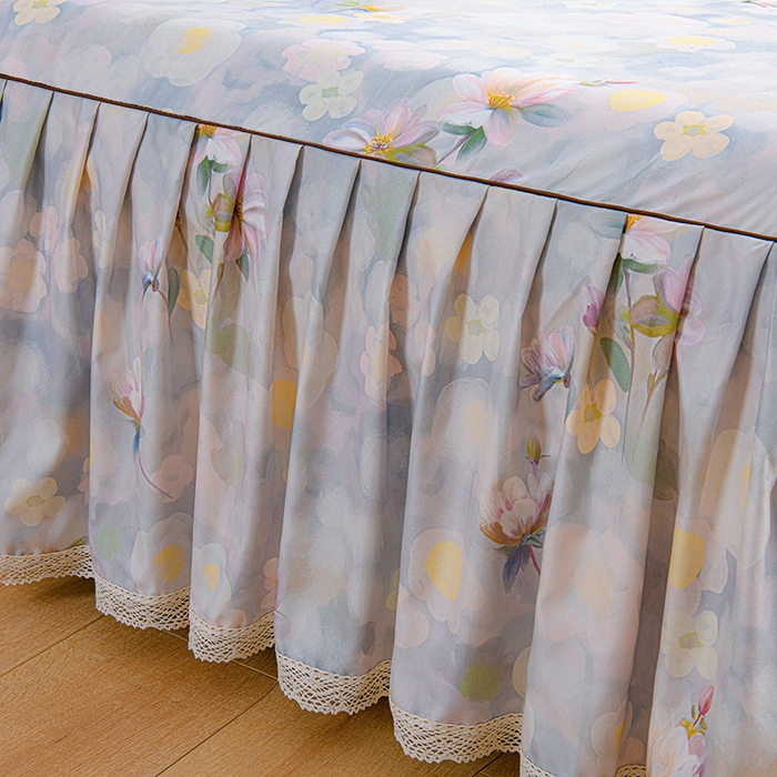 91家纺网 家纺一手货源 找家纺 家之硕家纺 2025春夏新款床裙繁花似锦系列单床裙床裙单件 静若繁花